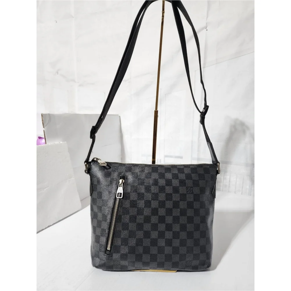 LOUIS VUITTON Damier Graphite Mick PM Shoulder Bag Black/Grey